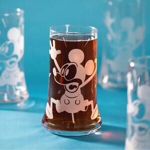 Rare Disney Mickey Mouse Yikes 18.5 Oz Crystal Highball Glasses JoyJolt Etched